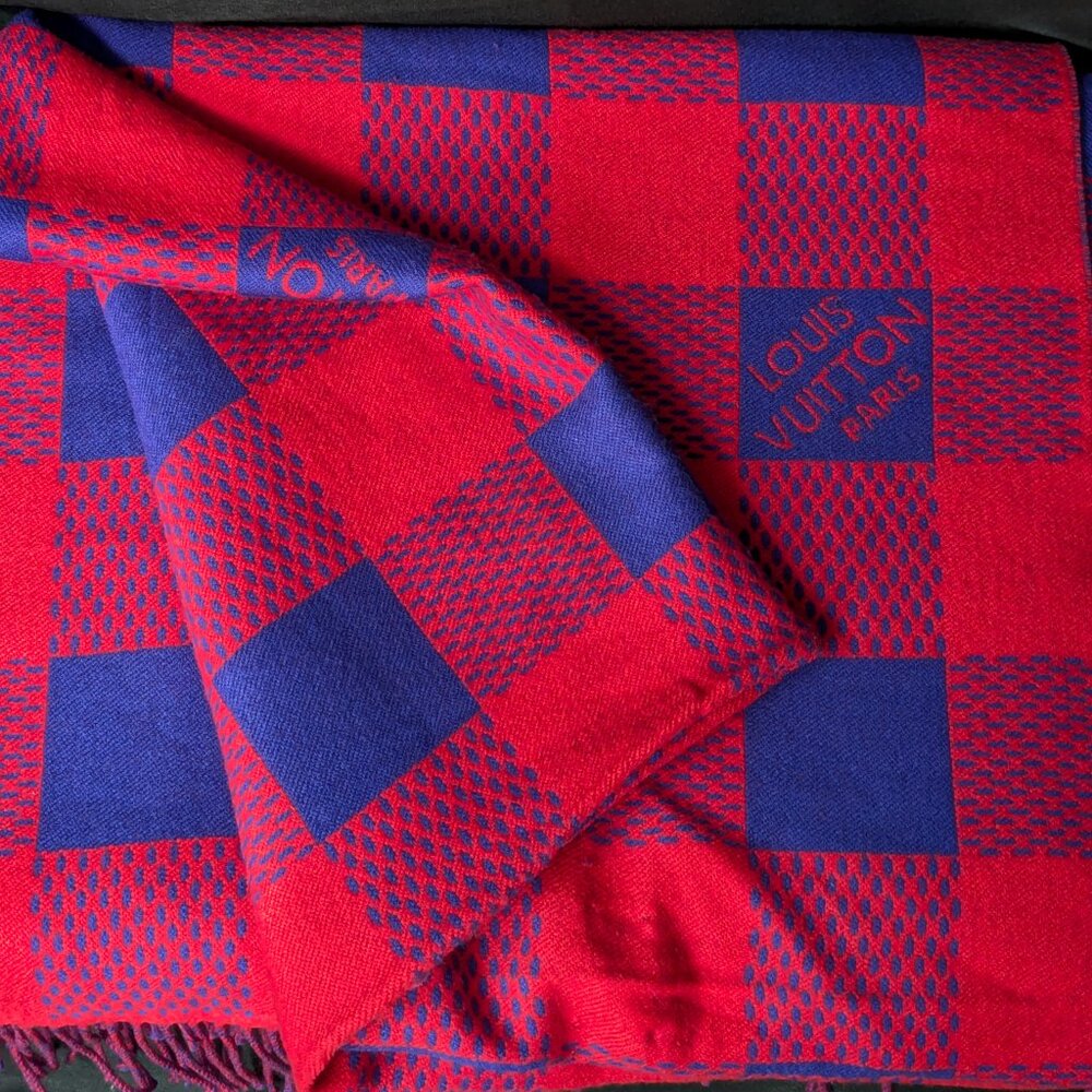 LOUIS VUITTON Damier Masai Large Wool Rug Blanket - RARE - Picture 3 of 16